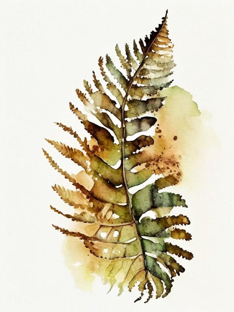 Fougère à Dos Rouille - Aquarelle
