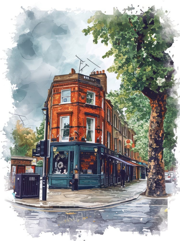Lewisham London Borough   Street Watercolour 1