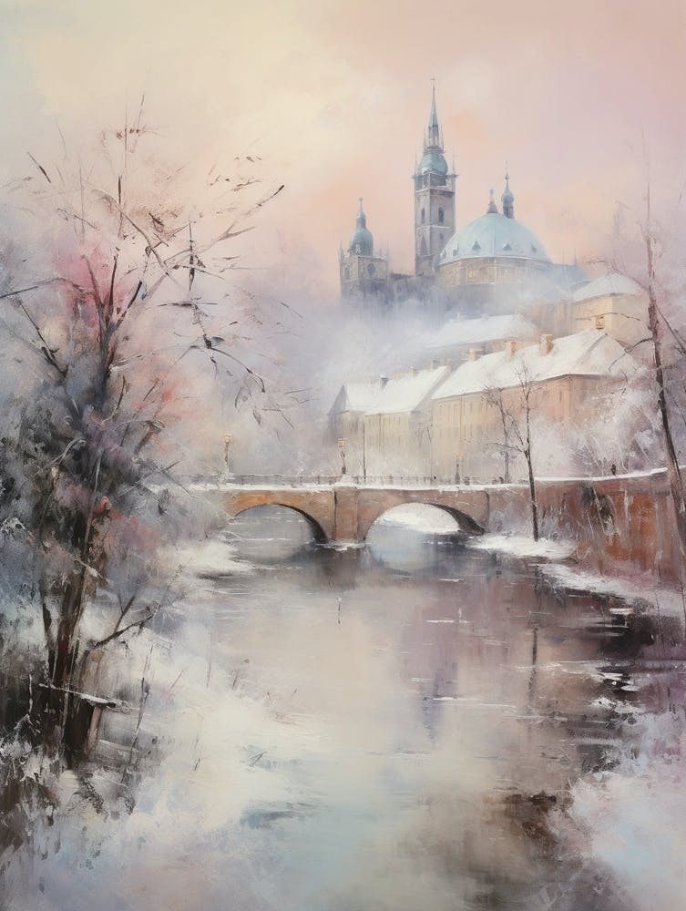 Dreamy Winter Painting Krakow Poland 1