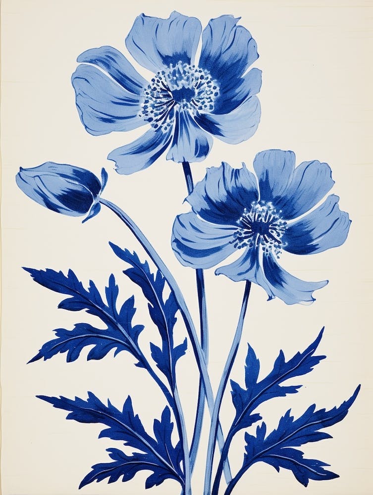 Blue Botanical Anemone 1