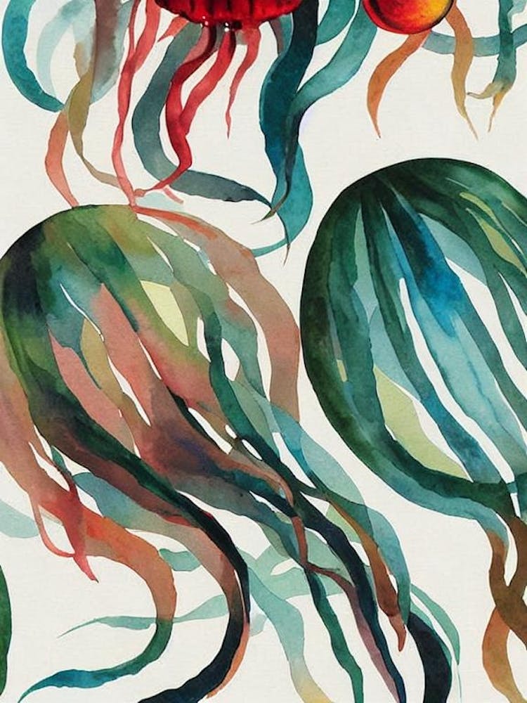 Jellyfish Vintage Graphic Watercolour