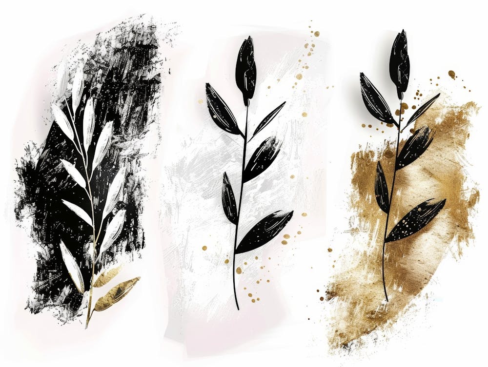 Set Of Black And Gold Leaves 1