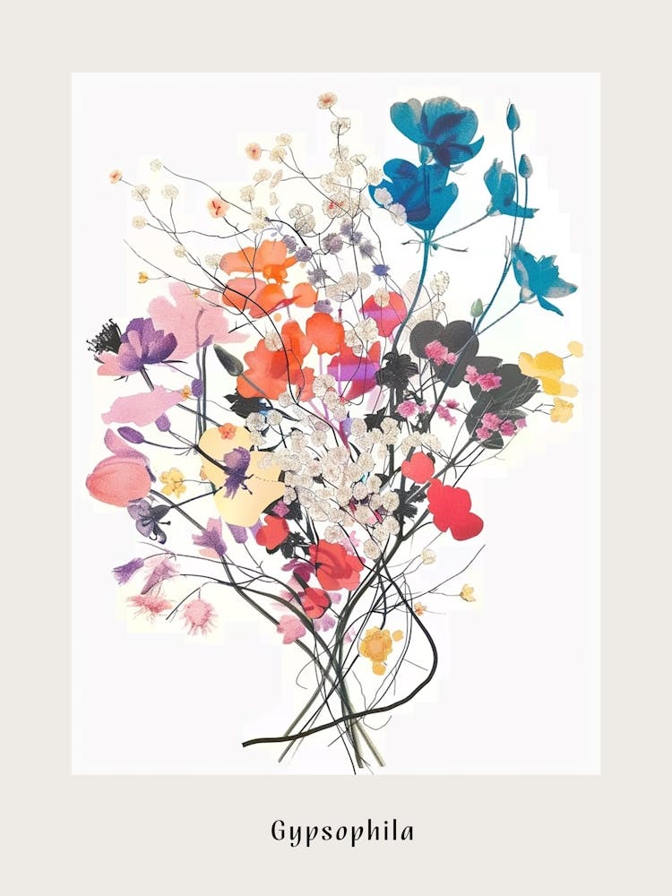 Gypsophila 1 Collage Flower Bouquet Poster