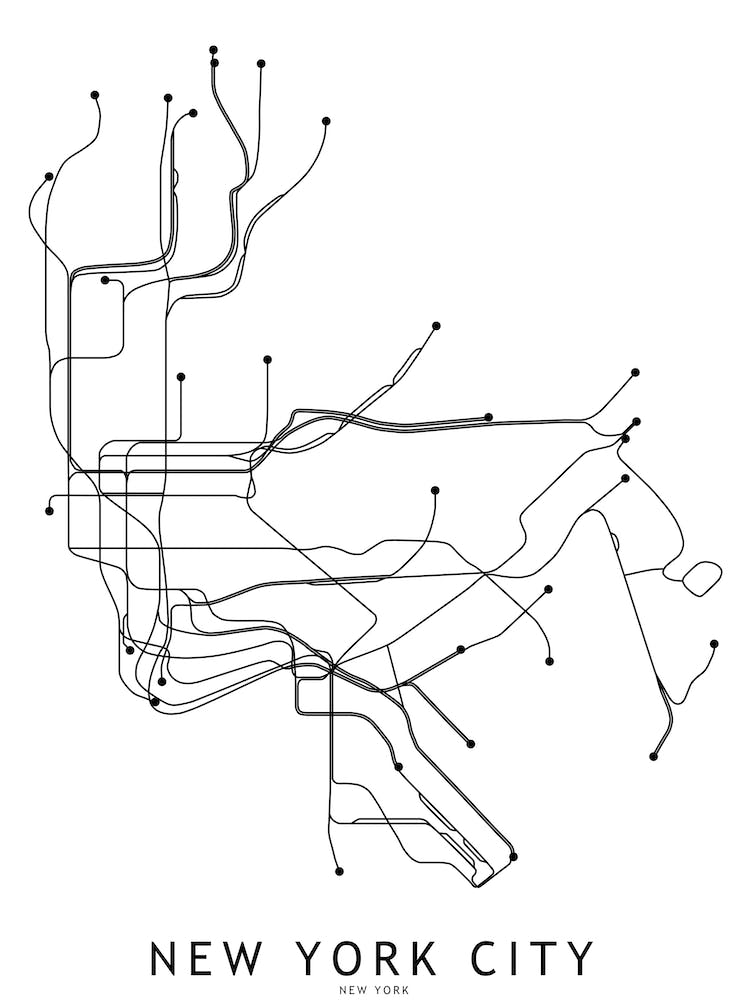 New York City Subway White Map