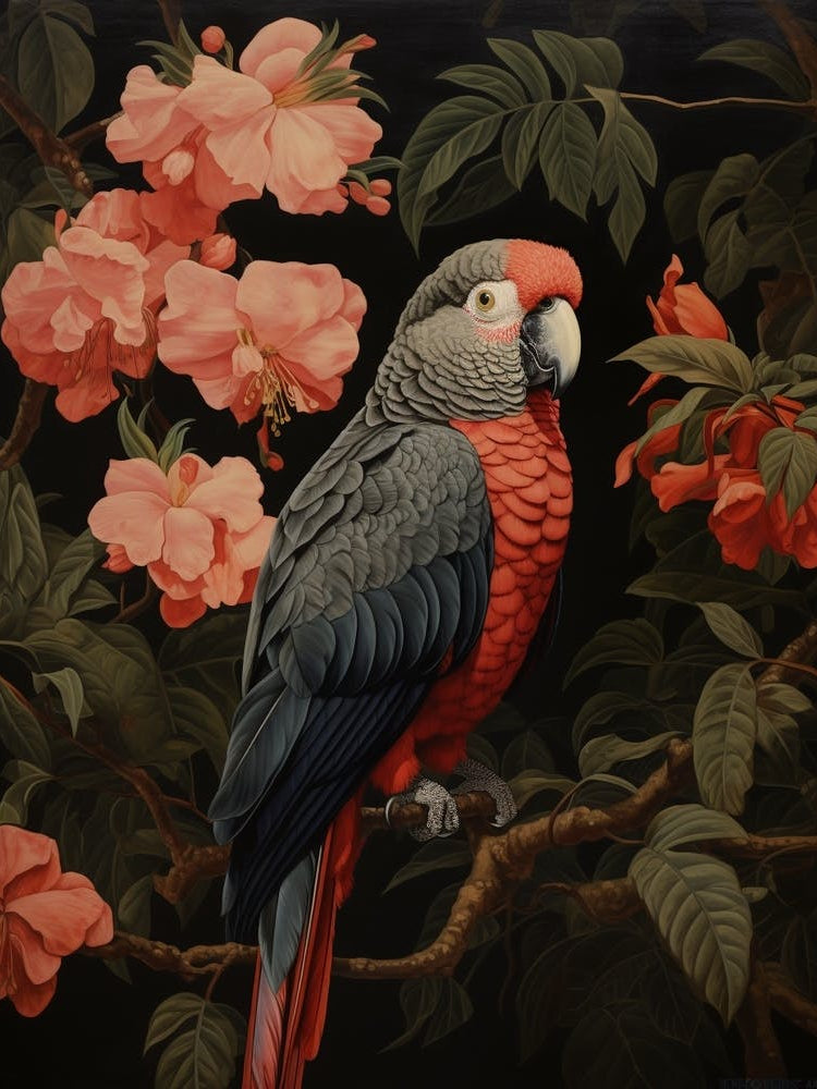 Dark And Moody Botanical Parrot 2