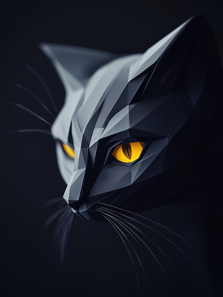 Schwarze Katze mit gelben Augen