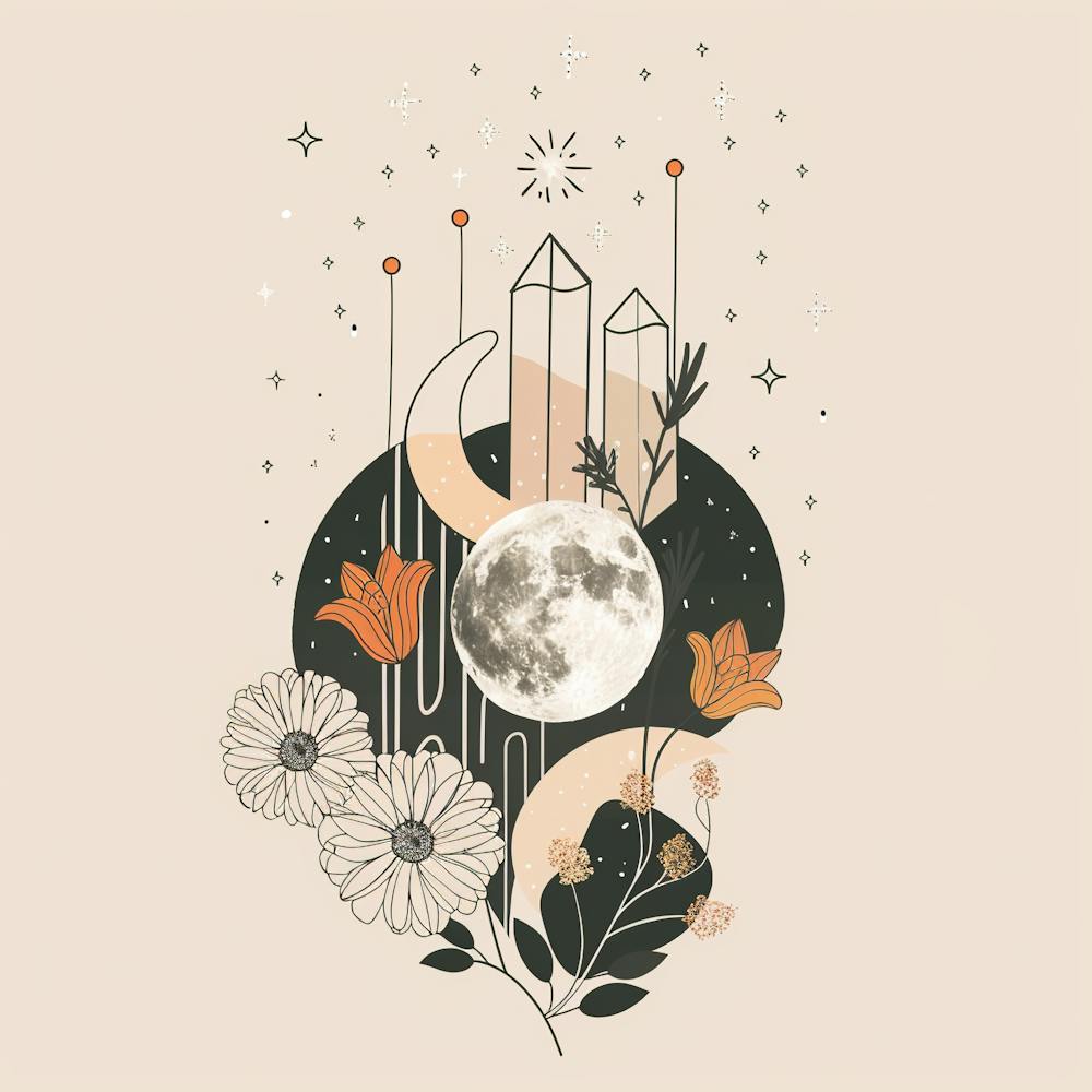 Minimalist Boho Celestial Moon 12