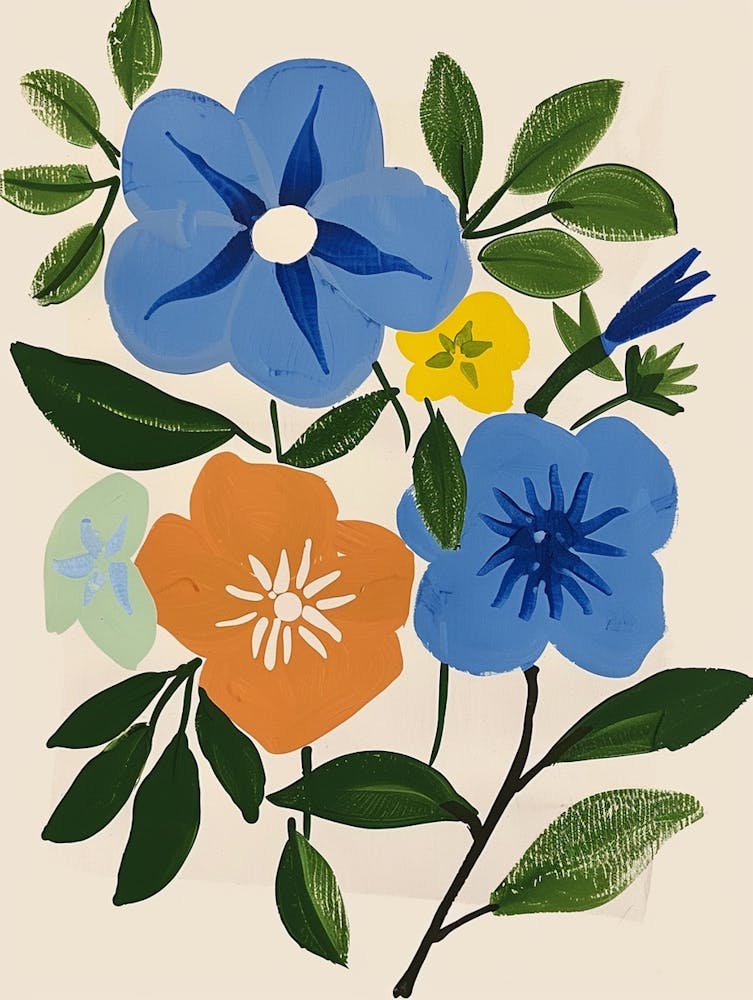 Painted Florals Periwinkle 1