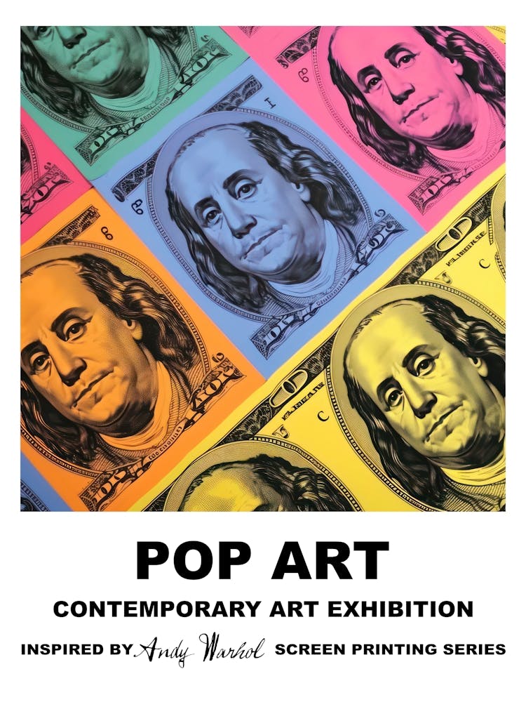 Poster Dollar Bills Pop Art 3