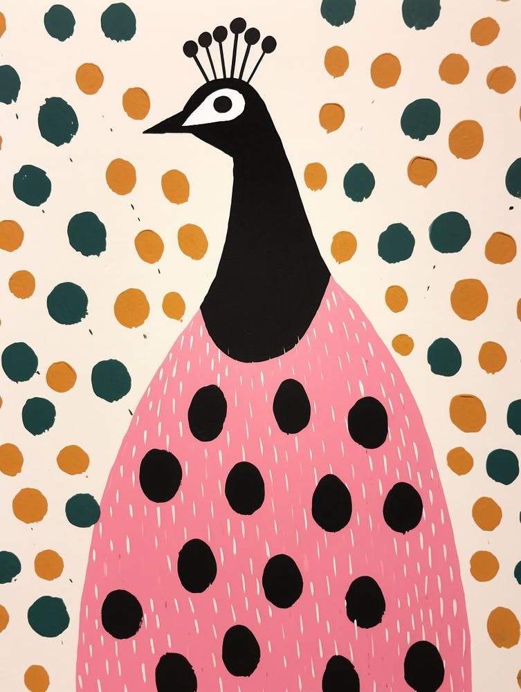 Pink Polka Dot Peacock 4