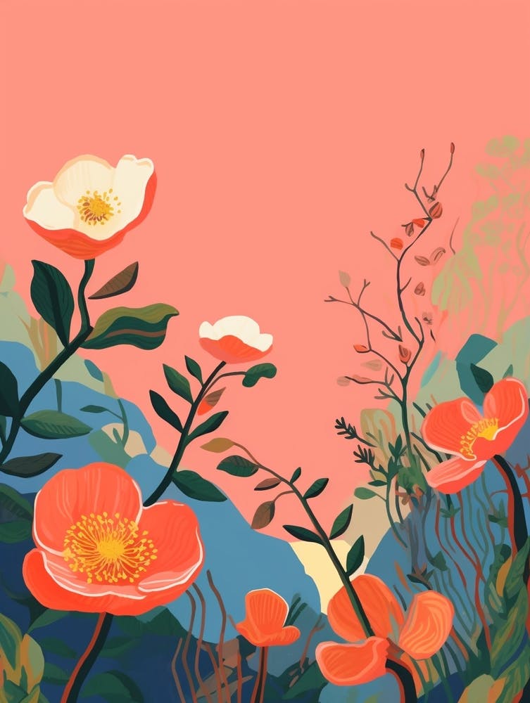 Boho Wildflower Painting Wild Rose 3