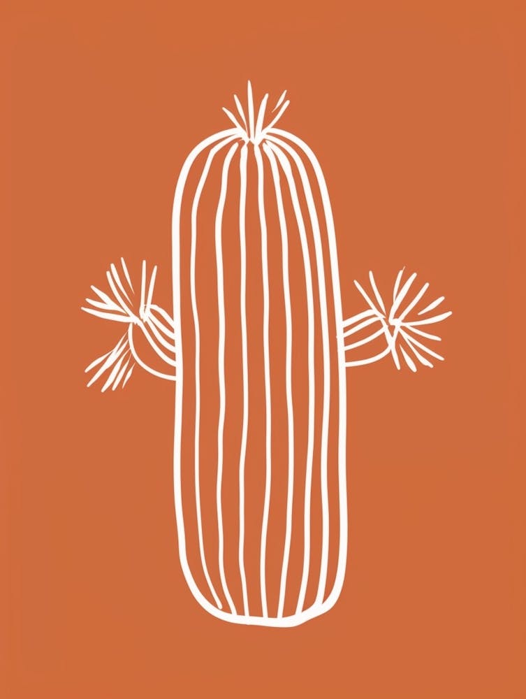 Cactus Line Drawing Barrel Cactus