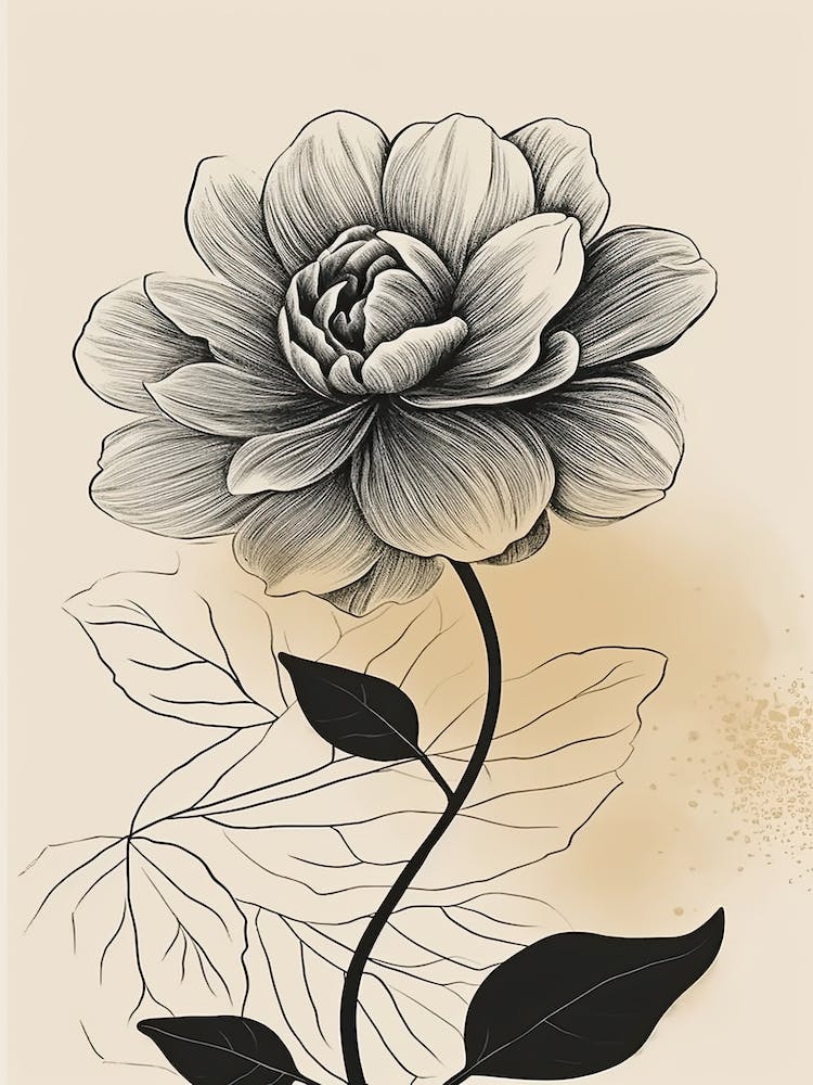 Dahlia Line Art Flowers Illustration Neutral 6