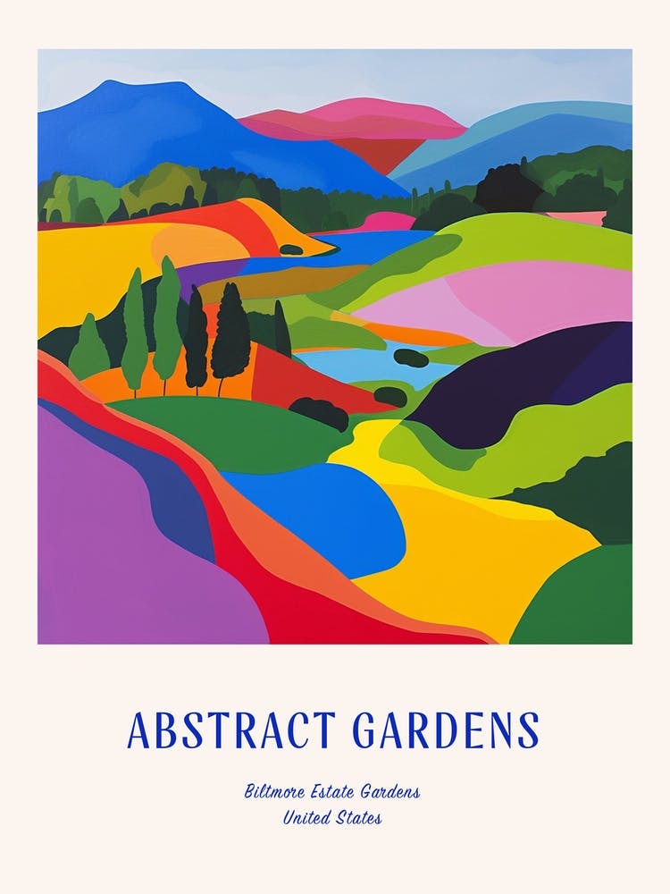 Colourful Gardens Biltmore Estate Gardens Usa 2 Blue Poster