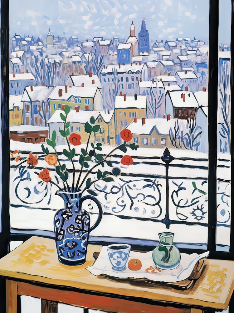 Rebord de fenêtre à Harbin, Chine enneigée, inspiré par Matisse 3