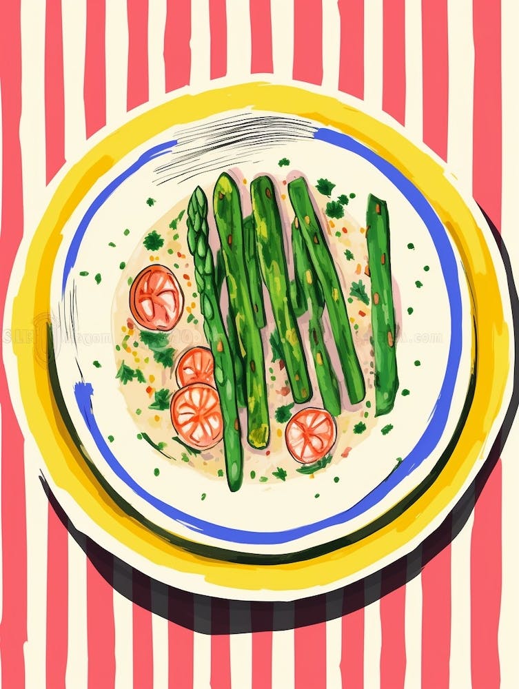 A Plate Of Leeks, Top View Food Illustration 3