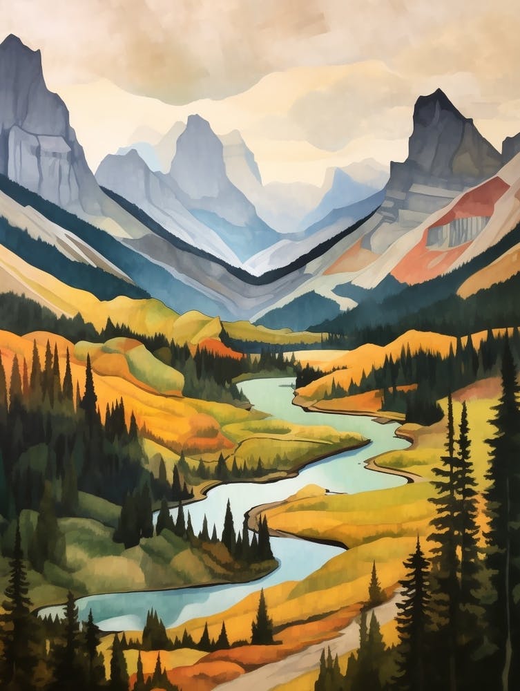 Autumn National Park Painting Yoho National Park British Columbia Canada 2