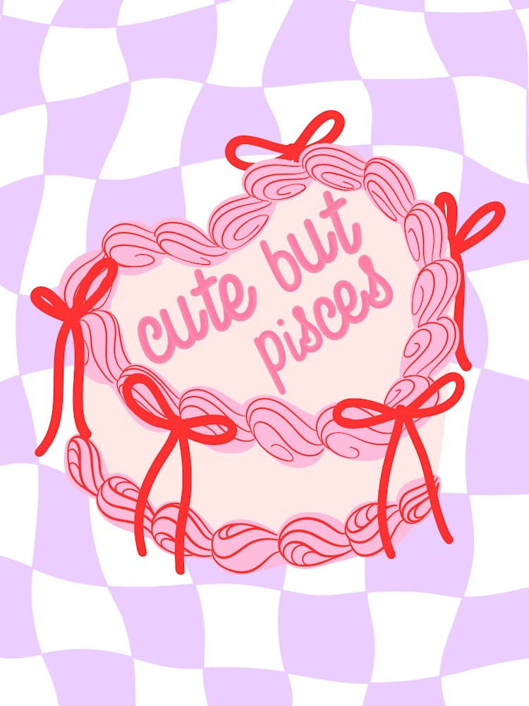 Cute But Pisces Heart Cake