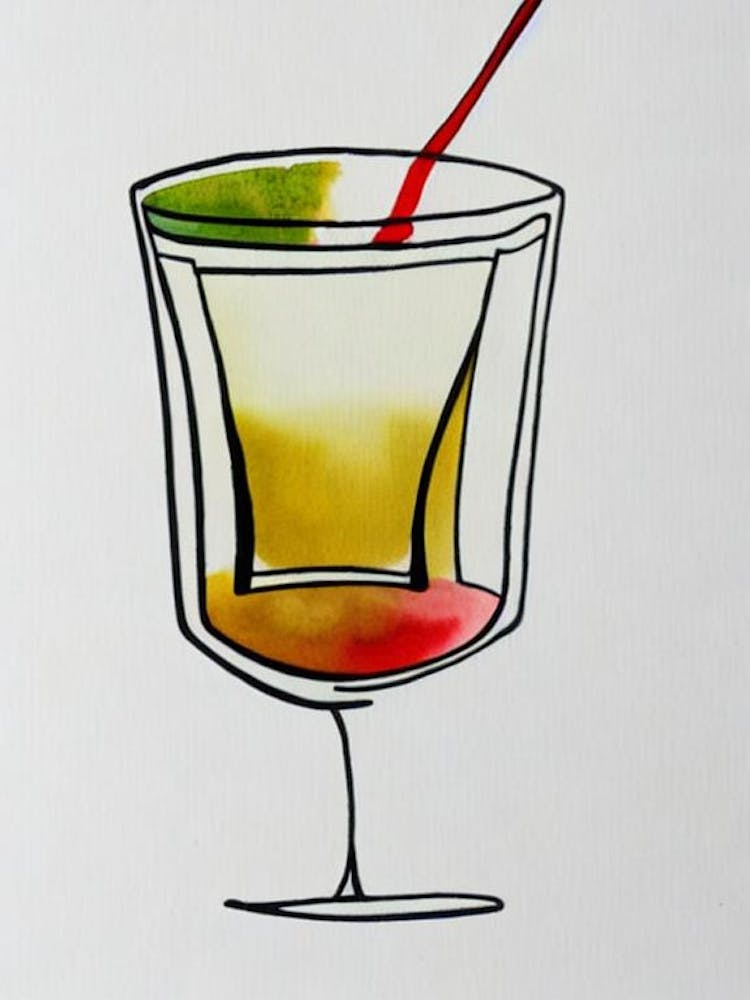 MCocktail Poster artini Minimal Line Drawing With Watercolour Cocktail Poster
