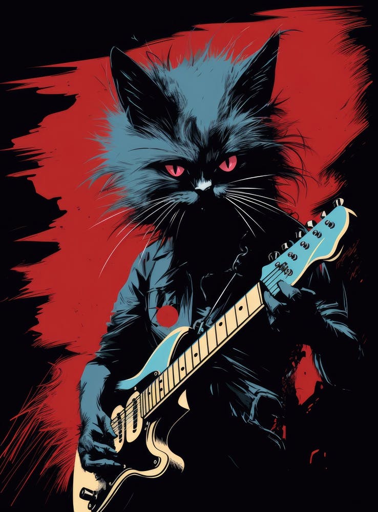 Black Cat Playing Guitar