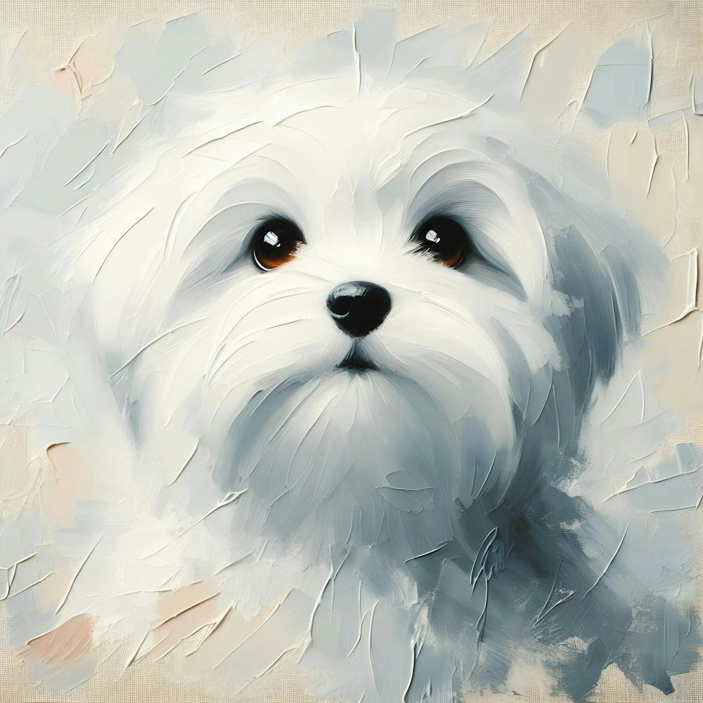 Adorable Maltese Dog Oil Painting 3