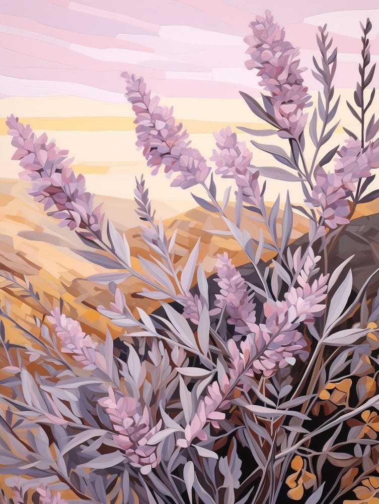 Lavender 3 Flower Painting