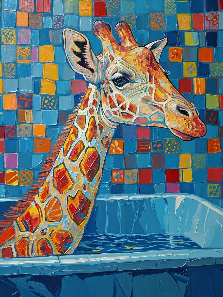 Giraffe In The Bath Warm Tones 2