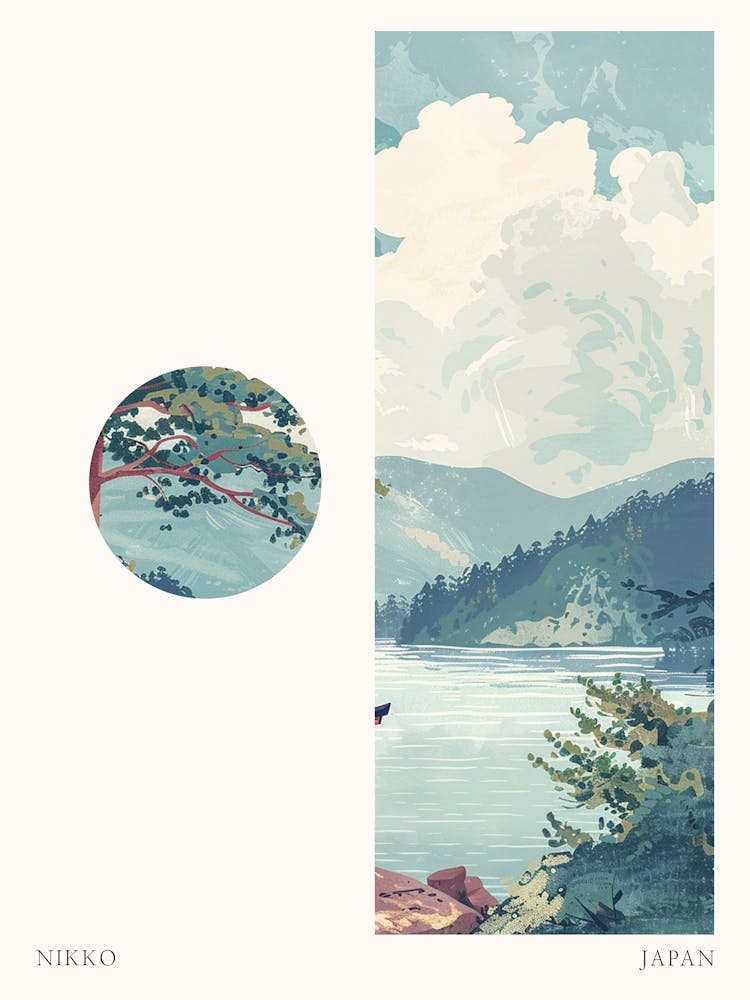 Nikko Japan 5 Cut Out Travel Poster