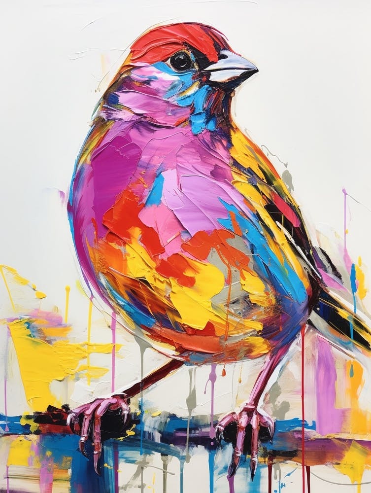 Colourful Bird Painting Sparrow 2