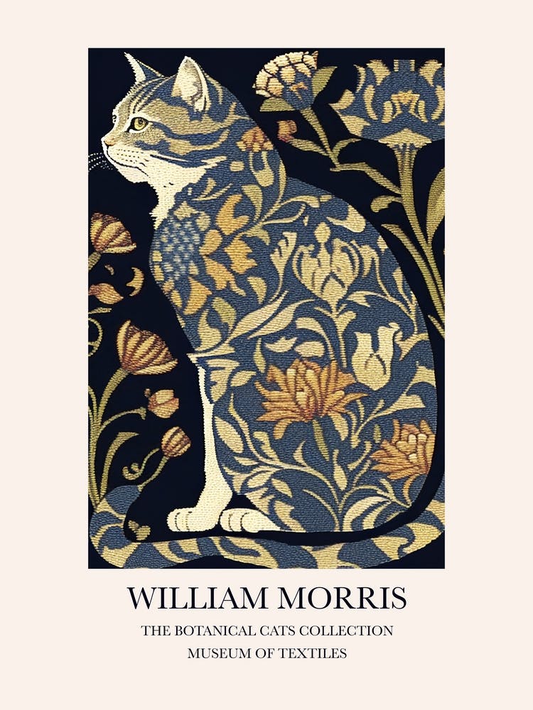 William Morris  Style The Botanical Cats Textiles