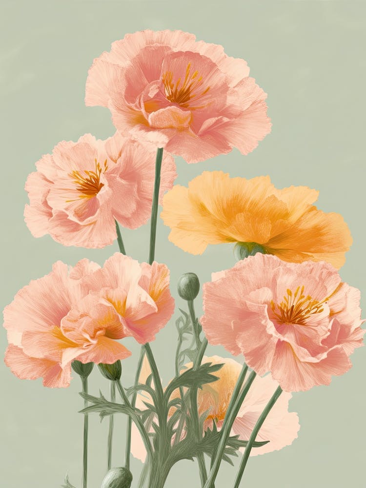 Marigold Flowers Acrylic Painting In Pastel Colours 2