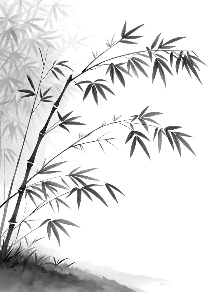 Minimalist Ink Sketch Of Shadows Of Unseen Bambo