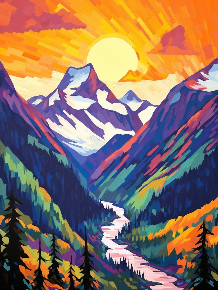 North Cascades National Park Retro Pop Art 3