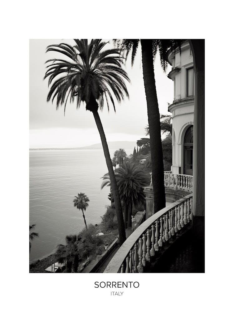 Poster Of Sorrento, Italy, Black And White Photo 3