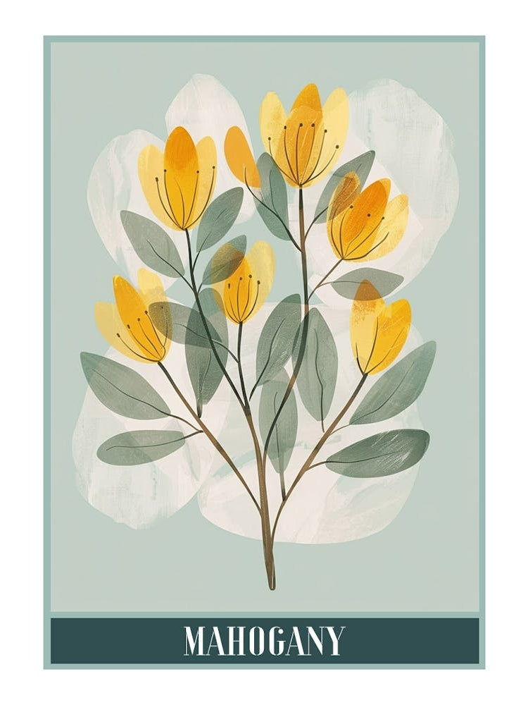 Mahogany Tree Flat Illustration 4 Poster