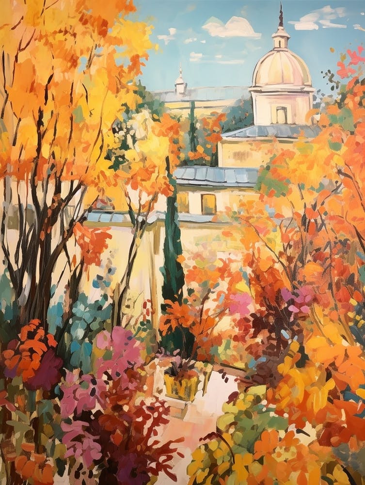 Autumn Gardens Painting Giardini Botanici Villa Taranto Italy 2