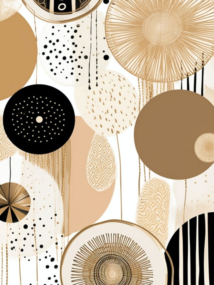 Beige Gold Circles Geometric
