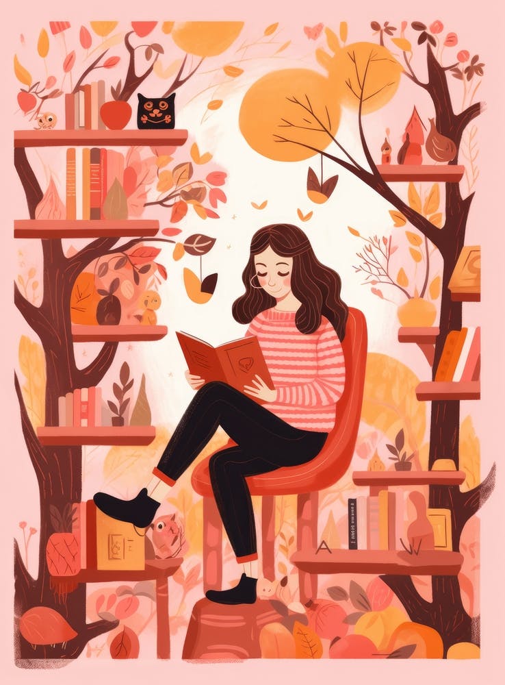 Autumn Girl Reading A Book