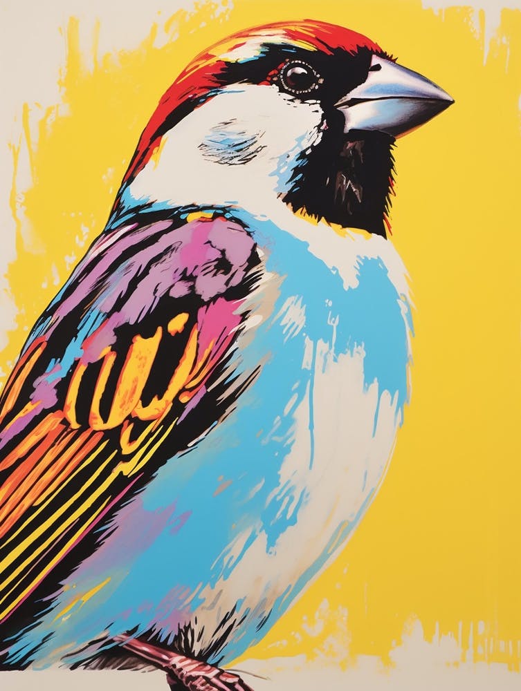 Andy Warhol Style Bird House Sparrow 2