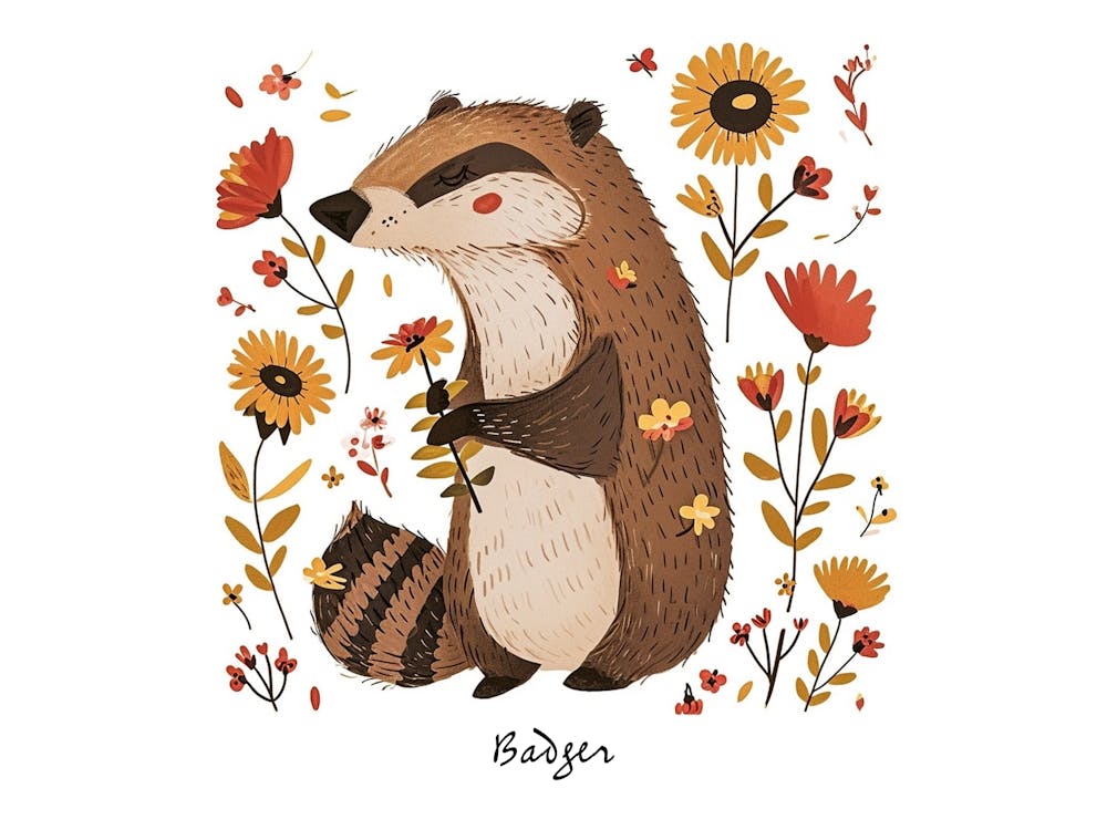 Little Floral Badger 2 Poster