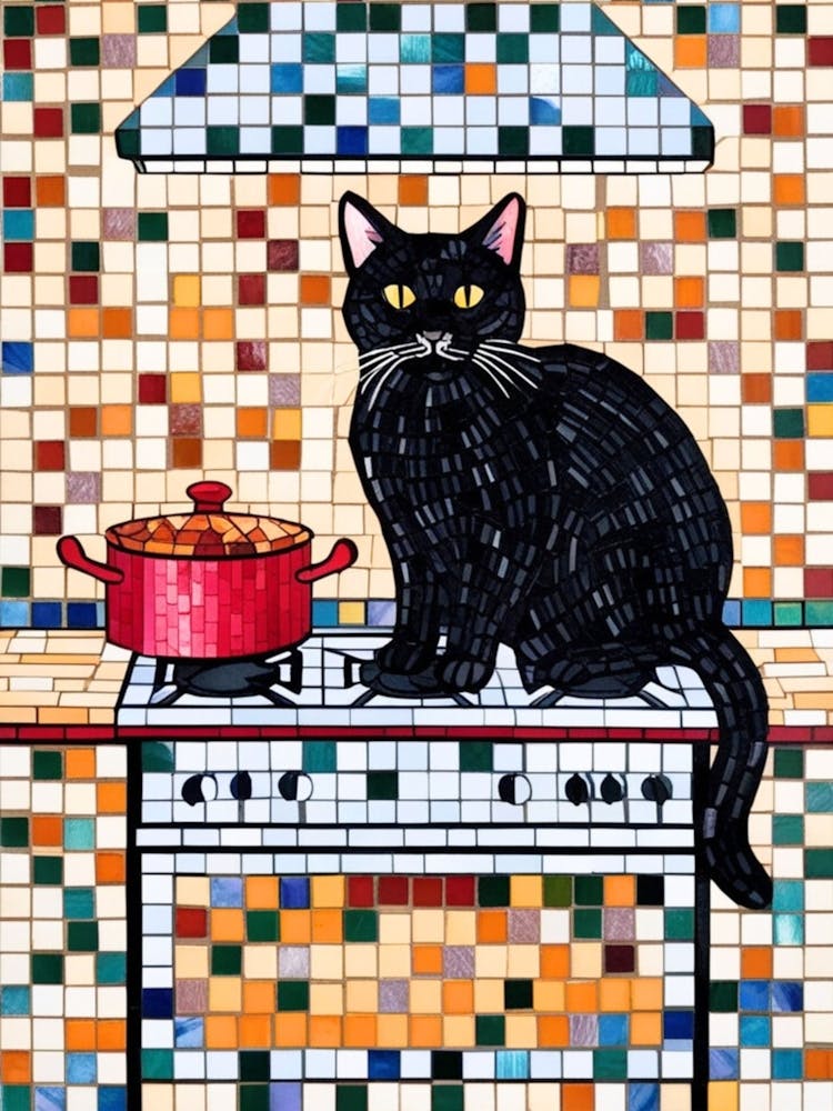Black Cat On Stove 4