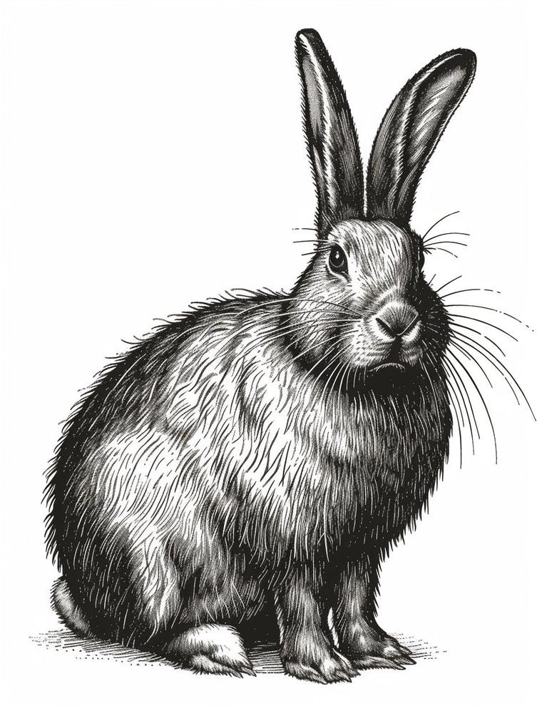 Illustration de Lapin Géant des Flandres en Gravure sur Bois 4