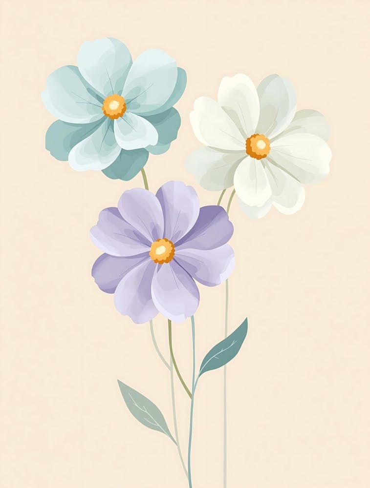 Whimsical Floral Harmony in Gentle Pastel Colors