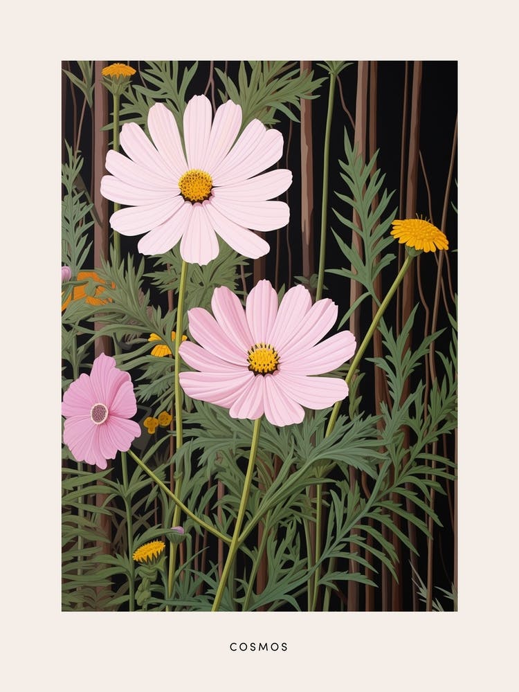 Flower Illustration Cosmos 1 Poster