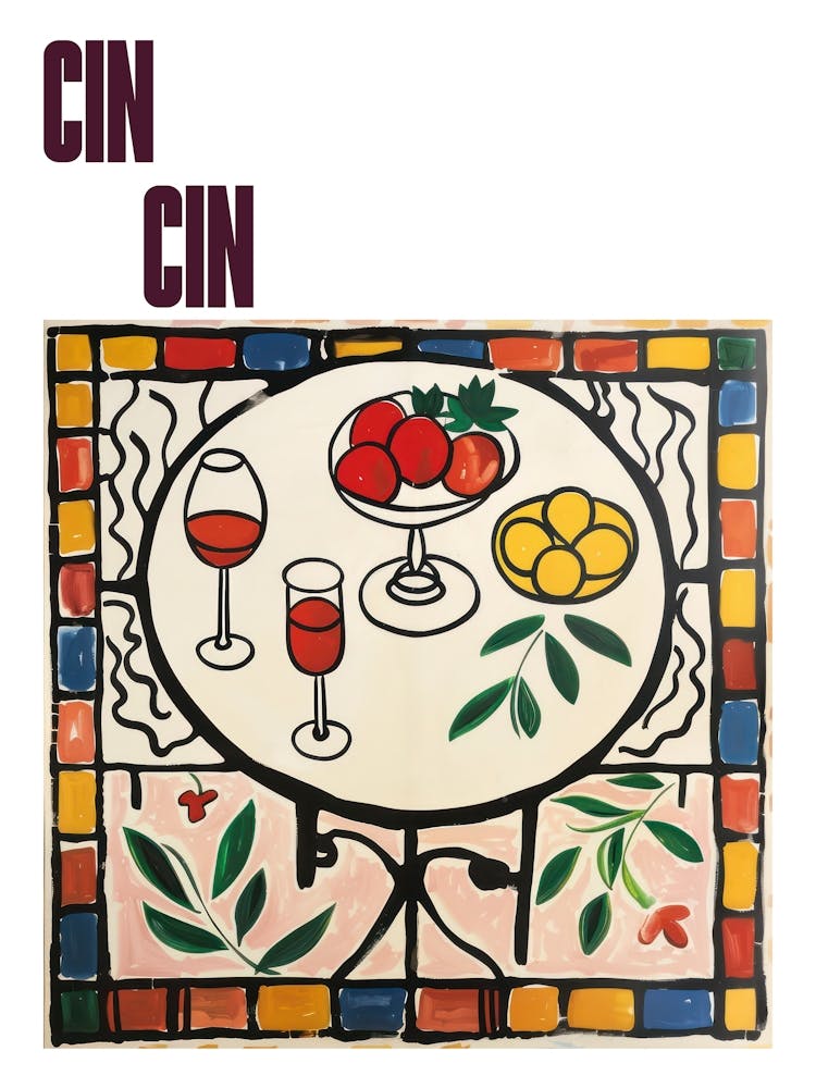 Cin Cin Poster Wine With Friends Matisse Style 7
