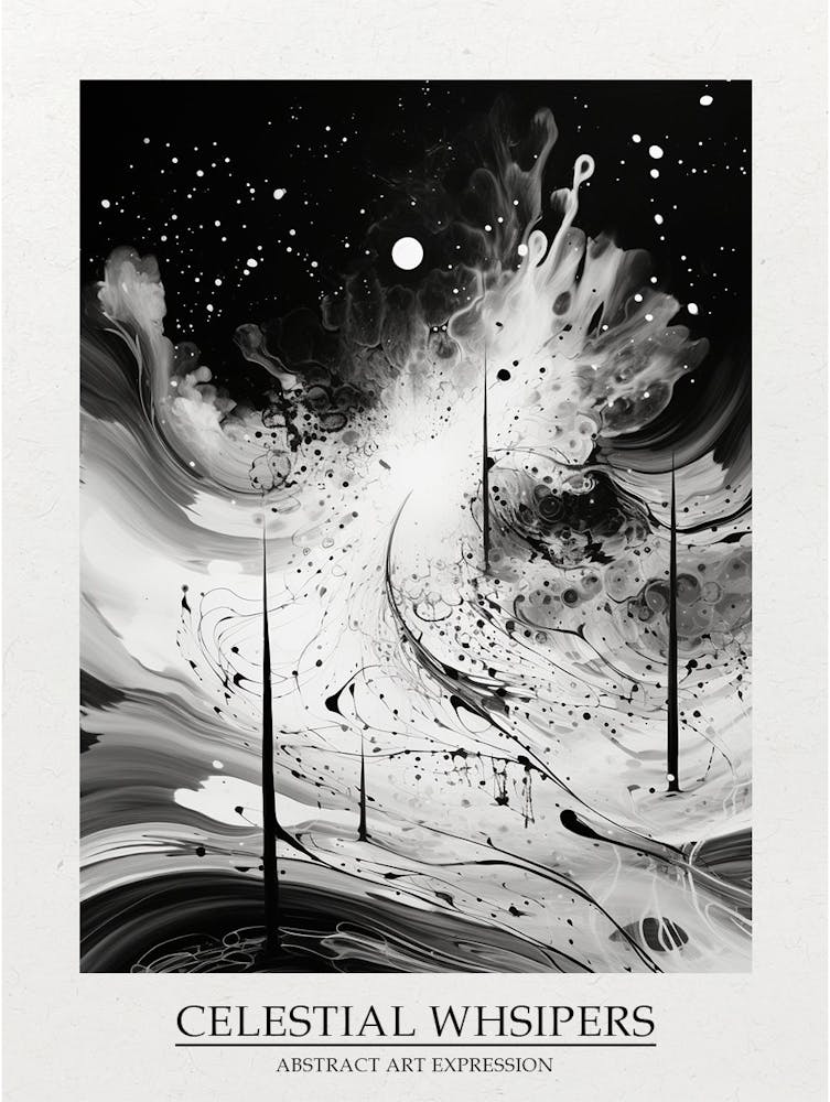 Celestial Whsipers Abstract Black And White 4 Poster