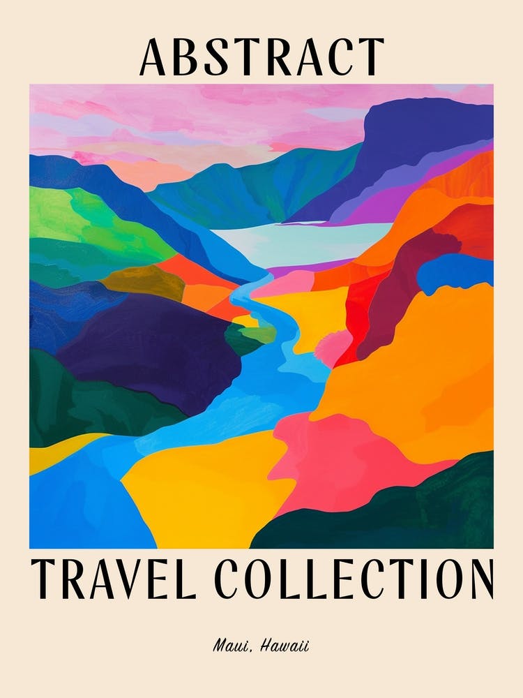 Abstract Travel Collection Poster Maui Usa 1