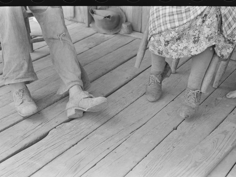 Detail Of Feet Of Sharecropper And His Wife, Southeast Missouri Farms By Russell Lee