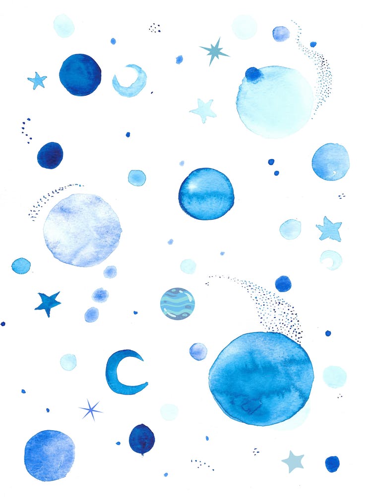 Moon And Stars - Blue
