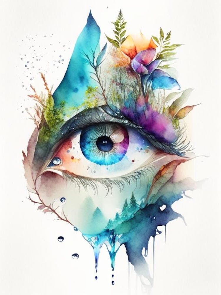 Nature And The Third Eye, Symbol, Third Eye Watercolour 3